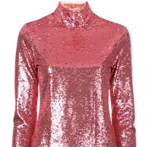Cinq a Sept Pink Sequin Turtleneck